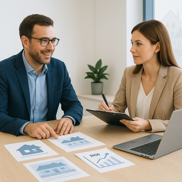 UK property sourcer completing a deal checklist while reviewing property comparables and listings