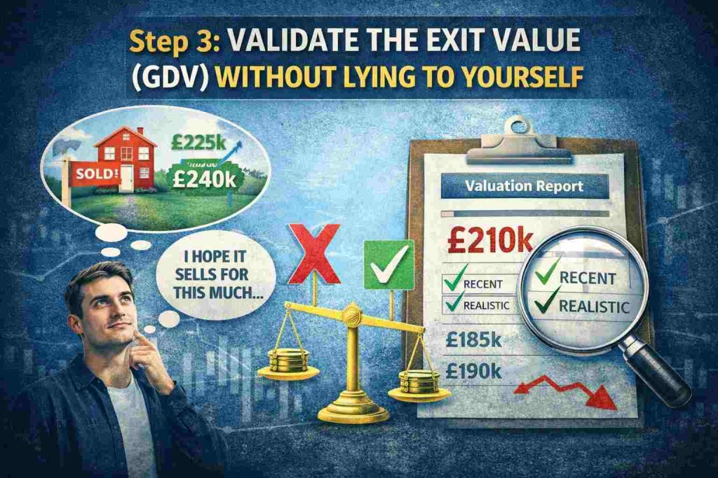 Validate exit value GDV UK property deal analysis graphic