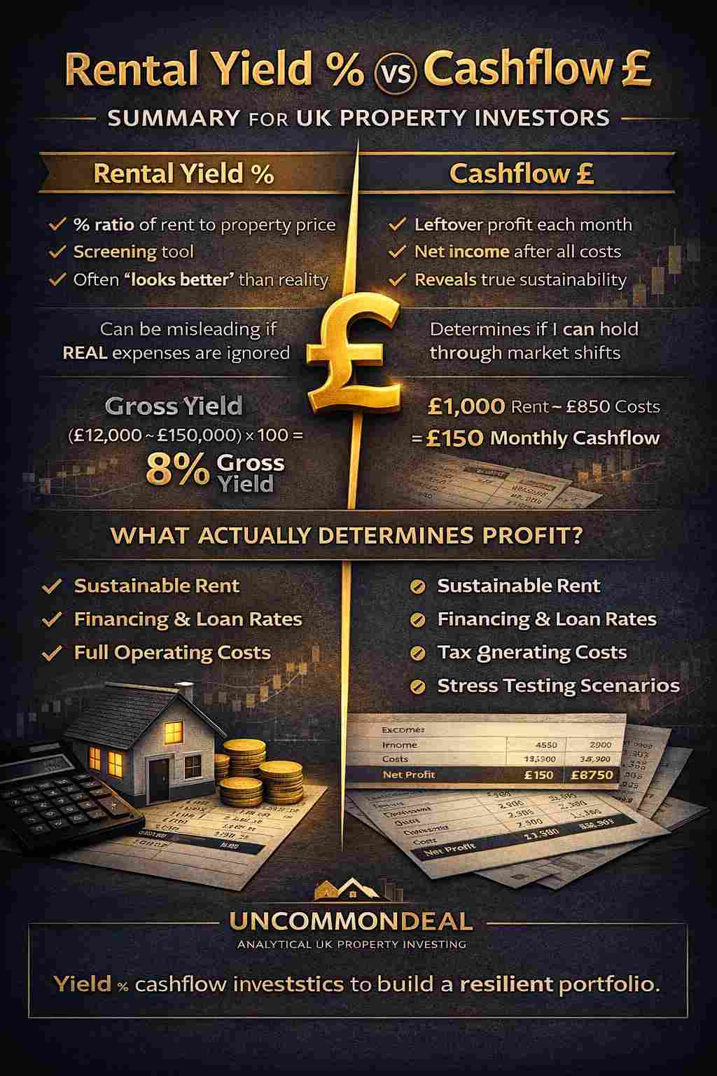 Rental yield, Cashflow, buy-to-let property investing.